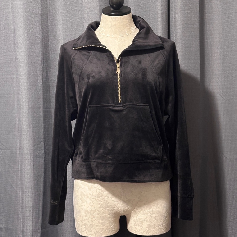 TRUTH By Republic Womens S/P Velvet Jacket Black Long Sleeve Track Velour Hoodie